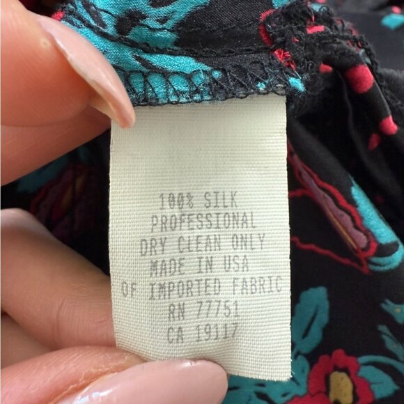 Betsey Johnson New York Vintage 90s Silk Floral Long Sleeve Dress - Picture 10 of 12